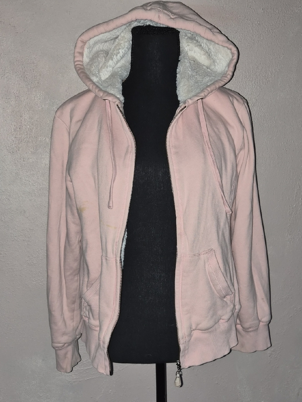 🩷Light Pink Sherpa-Lined Hoodie Jacket